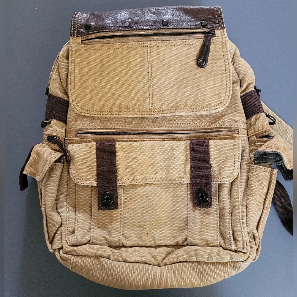 Fossil Vintage Canvas/Leather Backpack Brown